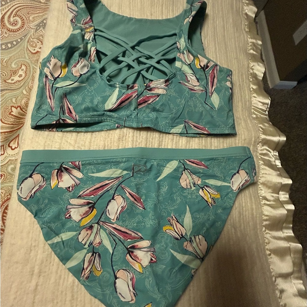 Floral Teal Bikini Set - Picture 2 of 4